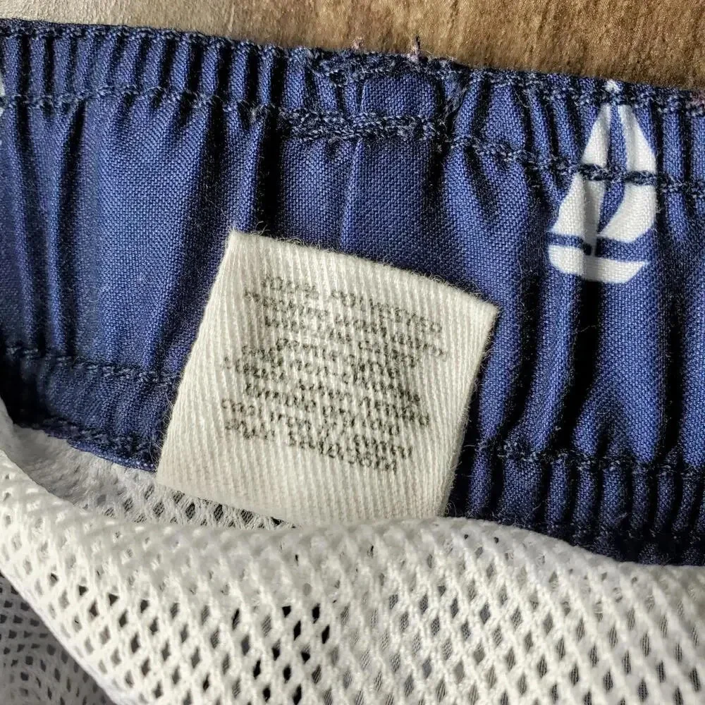 Starting Out Toddler Boy Blue and White Anchor Month Swim Trunks 18/24M